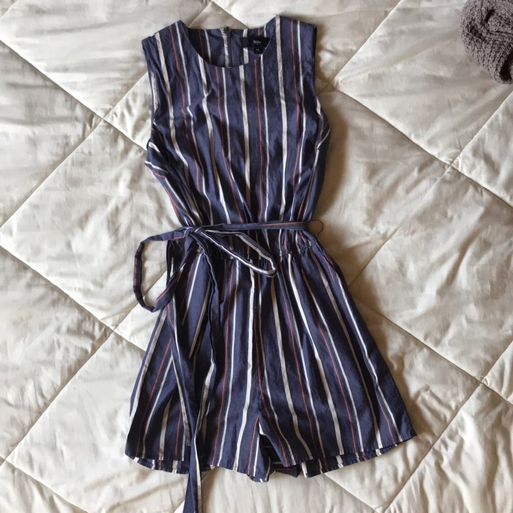 Vertical striped short romper